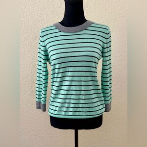 Vintage Club Monaco Mint Green & Black Stripe Long Sleeve Wool Sweater Medium